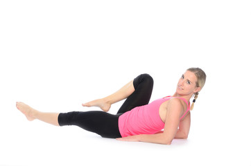 Fototapeta na wymiar Woman doing abdominal exercises