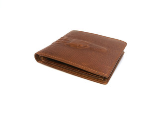 Brown Wallet crocodile skin on isolated