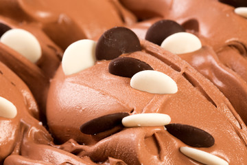 Chocolate cream with sweets.