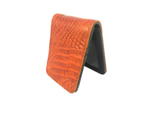 Brown Wallet crocodile skin on isolated