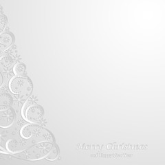 Absrtact Floral Christmas Tree Background,