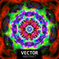 Abstract colorful kaleidoscope background. Circle mandala ornament, flower of life.