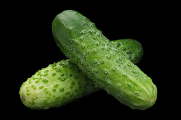 Cucumber vegetable on black