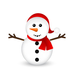 Christmas Snowman on white background