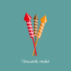Firework rocket in cartoon style. Object for birthday, christmas