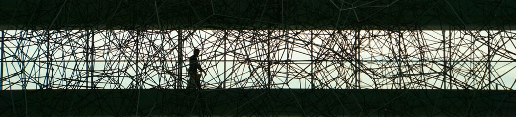 Silhouette Mann mit Koffer