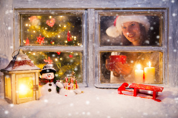 Atmospheric Christmas window still life