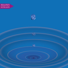 Water drop and spill. Blue water drop and water spill. Isolated water drop in vector. Water drop on white background.