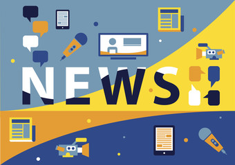 Vector background of the news conception, flat art for web and print design appealing for mass media.