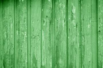 Fototapeta na wymiar Green painted wood planks as background or texture. Close-up