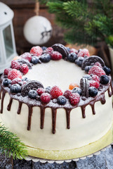 Delicious homemade cake with fresh berries