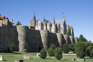 Episcopal Palace and the cathedral of Astorga, Spain