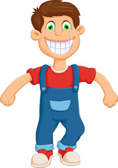 happy little boy cartoon jumping