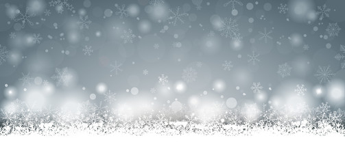 Long Gray Christmas Card Snowfall