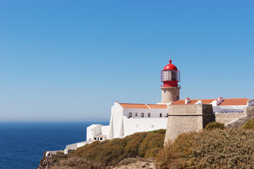 Fototapeta na wymiar Lighthouse at Sagres at Cabo de São Vicente, Portugal