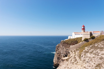 Fototapeta na wymiar Lighthouse at Sagres at Cabo de São Vicente, Portugal