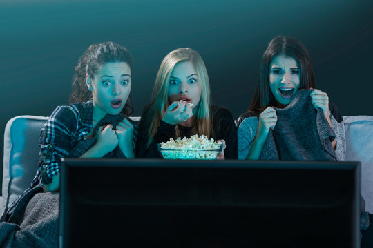Scared Teenage Watching Movies