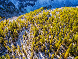 Paesaggio alpino autunnale - vista aerea