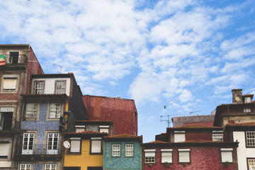 old colorful buildings in old town of Porto