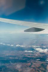 Fototapeta na wymiar view through window from airplane