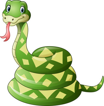 Cute green snake cartoon

