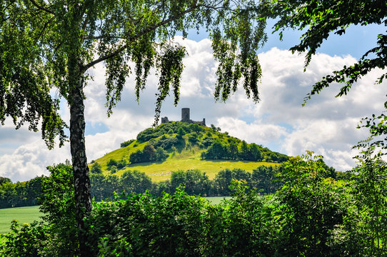 ruins of ancient robber knight castle desenberg at warburg, germany