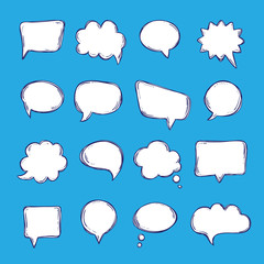 Speech bubbles and thought balloons. Hand drawn sketch bubbles for design. Vector clipart
