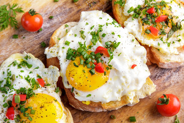 half baked bruschetta with egg