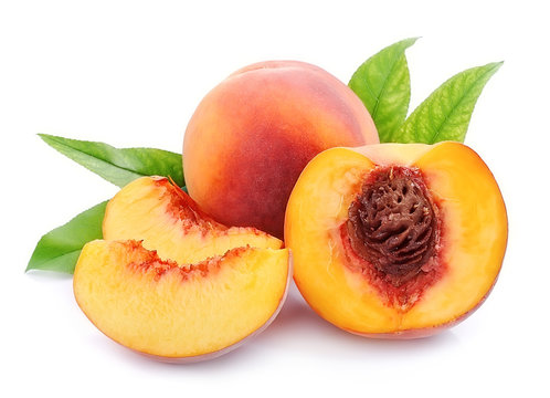 Sweet peaches with slice isolated