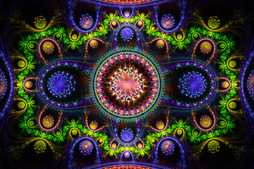 Abstract fantasy 3d ornament on black background. Creative fract