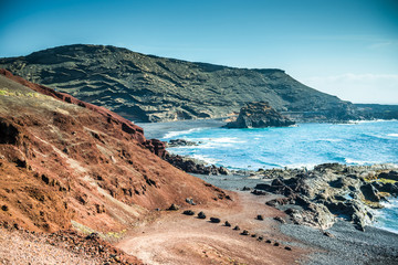 beautiful view of bay with rocks on Canary Island shore