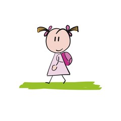 Una niña que camina con una mochila
