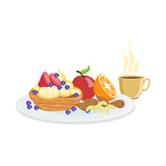 Cake, Fruit And Coffee Breakfast Food  Drink Set