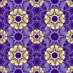 Fototapeta na wymiar Seamless abstract pattern with floral elements. Vector clip art.