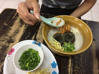 porridge with century egg or preserved duck eggs, traditional chinese.