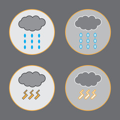 cloud with rain water and thunderstorm icons,vector Illustration EPS10