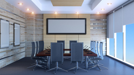 The Conceptual offices. Office array. 3d rendering.