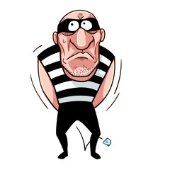 Thief is hide something at his back