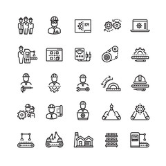 Vector industry engineering mechanical thin line icons