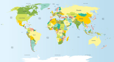 Obraz na płótnie Canvas political world map