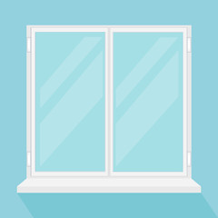 Closed modern window. Vector flat cartoon illustration