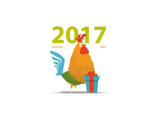 Rooster. New Year symbol. Cartoon vector style.