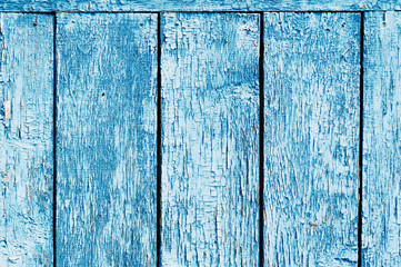 Fototapeta na wymiar Old blue wood plank for use as background. Closeup.