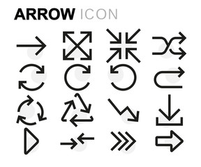 Vector flat line arrow icons set