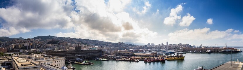 Fototapeta na wymiar Genoa Port Panorama