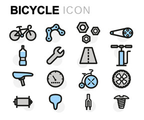 Vector flat line bicycle icons set