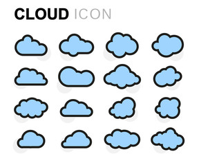 Vector flat line cloud icons set