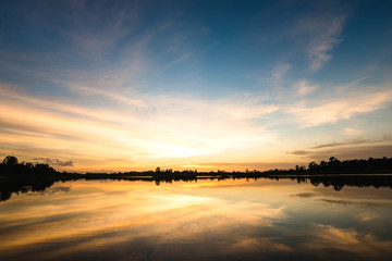 sunset on the lake landscape