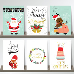 Fototapeta premium Light pink blue love christmas greeting card with santa claus,fo