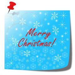 Fototapeta na wymiar merry christmas blue note paper card - christmas illustration concept